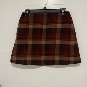 Plaid Wool Blend Mini Skirt